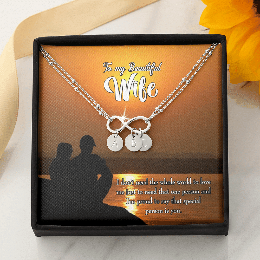 To My Wife Beautiful Wife Infinity Bracelet With Initial Charms - Infinity Bracelet