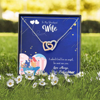 Wife Gift For Wife Birthday I Asked God Inseparable Love Pendant 18k Rose Gold Finish 16� - Interlocking Hearts Necklace