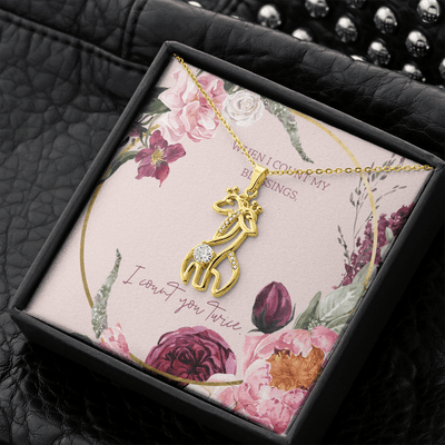 To My Wife I Count You Twice Giraffe Charm Necklace Message Card - Giraffe Necklace