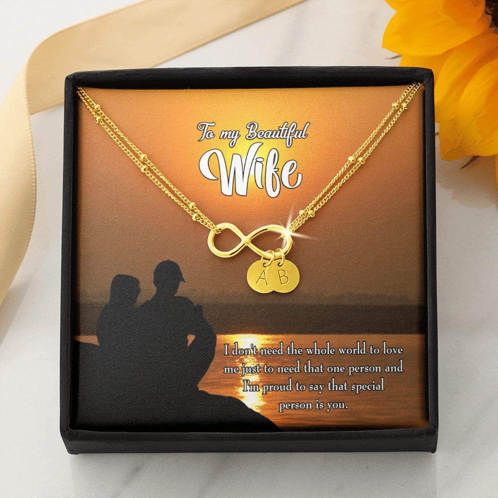 To My Wife Beautiful Wife Infinity Bracelet With Initial Charms - Infinity Bracelet