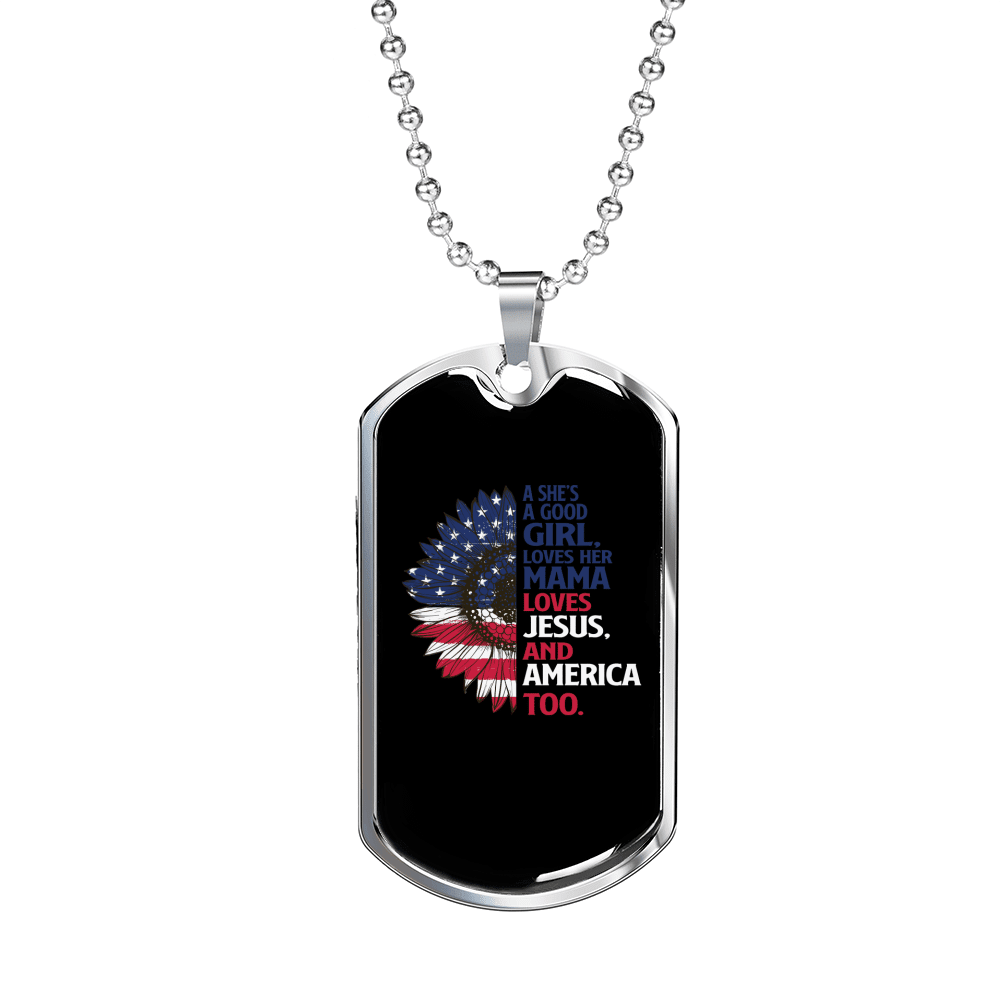 She's A Good Girl Christian Necklace Dog Tag 24" Chain - Luxury Love Messages Dog Tag Gifts For Him