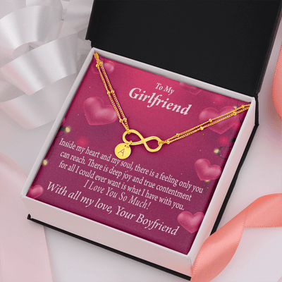 Girlfriend Deep Joy And True Contentment Infinity Bracelet With Initial Charms - Infinity Bracelet