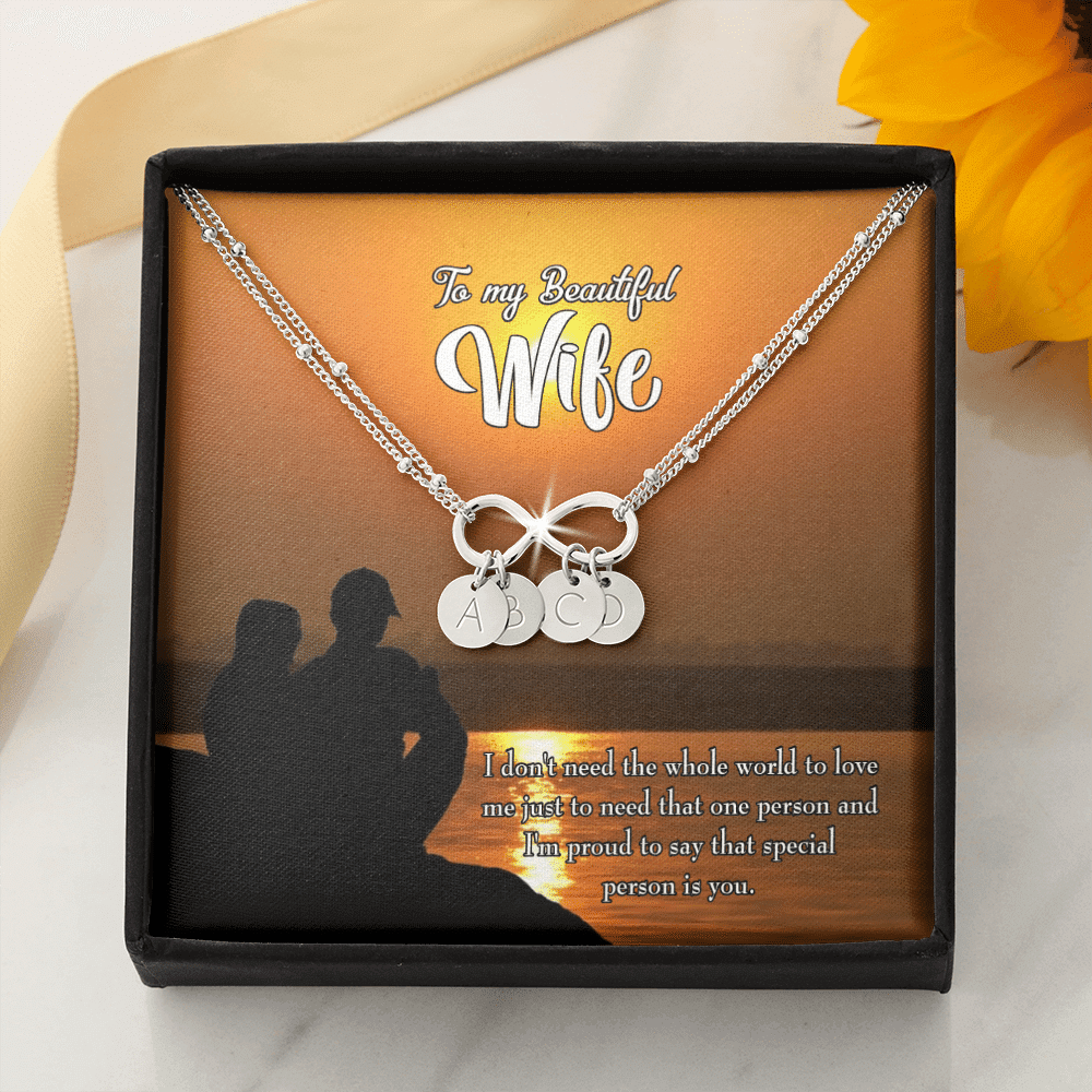 To My Wife Beautiful Wife Infinity Bracelet With Initial Charms - Infinity Bracelet
