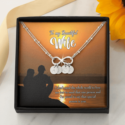 To My Wife Beautiful Wife Infinity Bracelet With Initial Charms - Infinity Bracelet