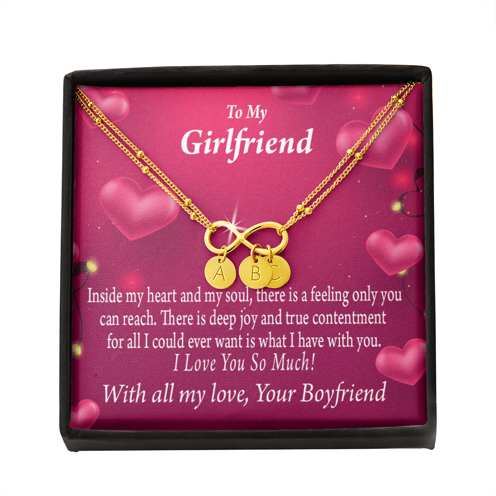Girlfriend Deep Joy And True Contentment Infinity Bracelet With Initial Charms - Infinity Bracelet