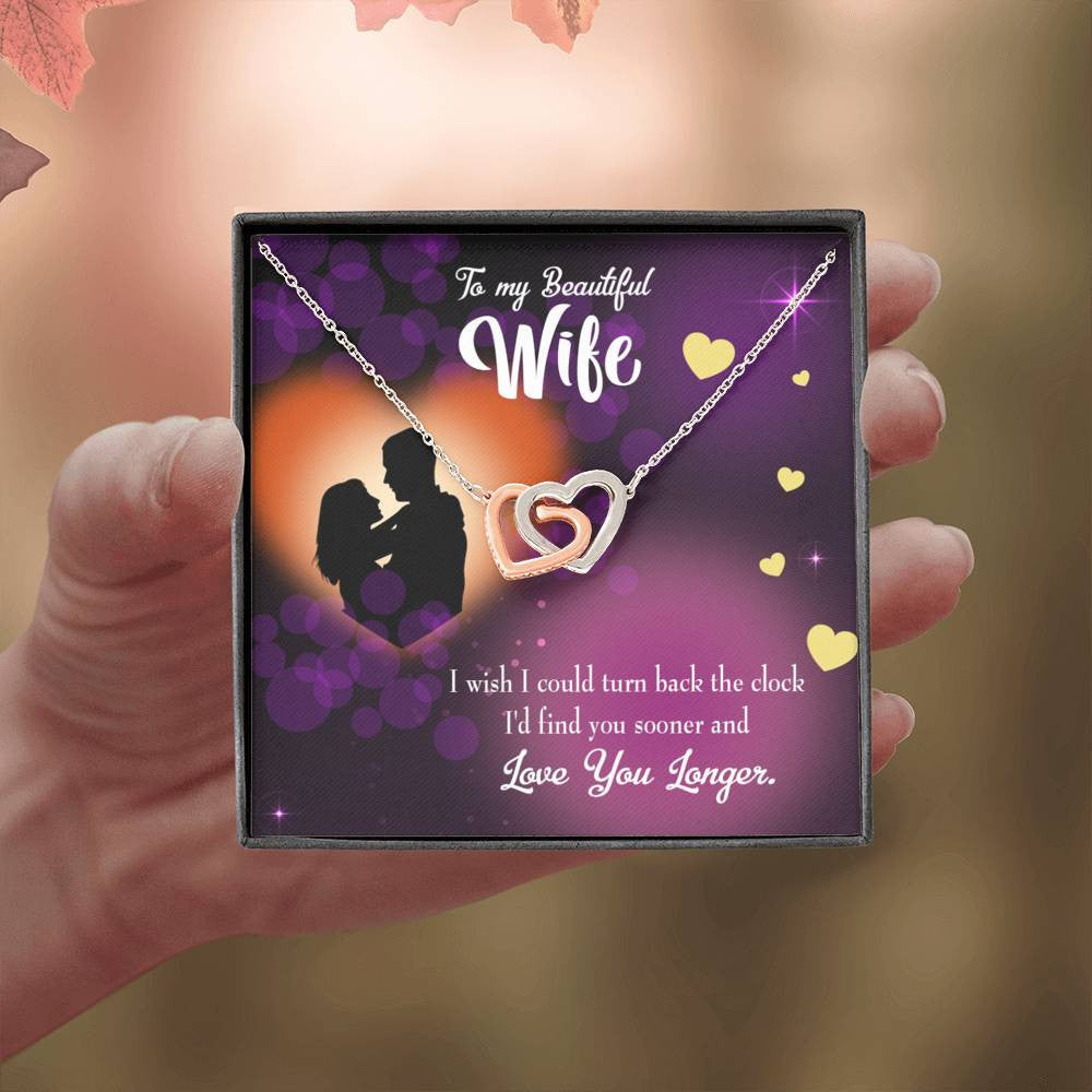 Wife Gift For Wife Birthday Love You Longer Inseparable Love Pendant 18k Rose Gold Finish 16� - Interlocking Hearts Necklace