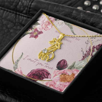 To My Wife I Count You Twice Giraffe Charm Necklace Message Card - Giraffe Necklace