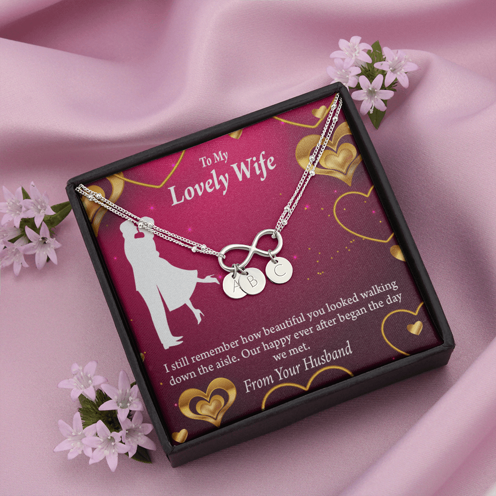 To My Wife Happy Ever After Infinity Bracelet With Initial Charms - Infinity Bracelet