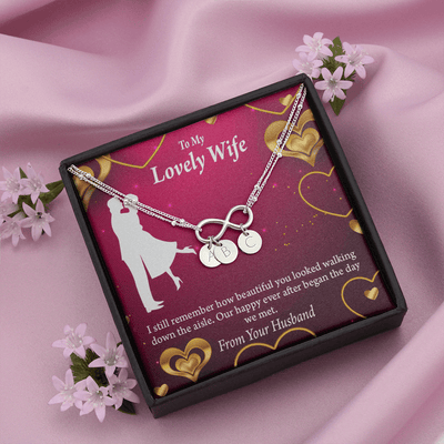 To My Wife Happy Ever After Infinity Bracelet With Initial Charms - Infinity Bracelet