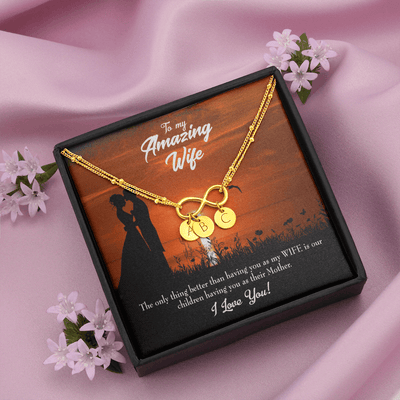 To My Wife My Wife And Mother Infinity Bracelet With Initial Charms - Infinity Bracelet