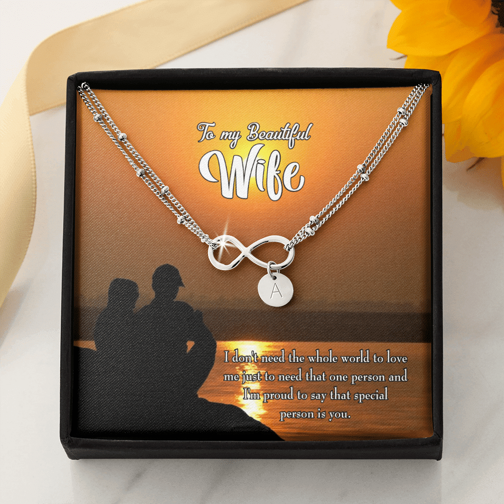 To My Wife Beautiful Wife Infinity Bracelet With Initial Charms - Infinity Bracelet