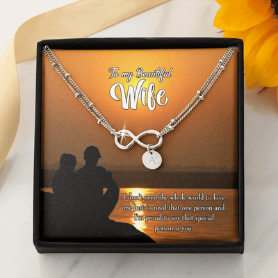 To My Wife Beautiful Wife Infinity Bracelet With Initial Charms - Infinity Bracelet