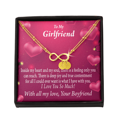 Girlfriend Deep Joy And True Contentment Infinity Bracelet With Initial Charms - Infinity Bracelet