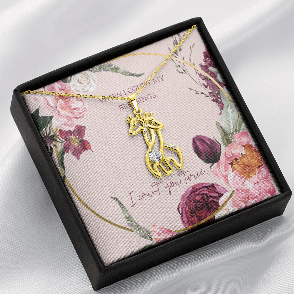 To My Wife I Count You Twice Giraffe Charm Necklace Message Card - Giraffe Necklace