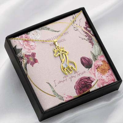 To My Wife I Count You Twice Giraffe Charm Necklace Message Card - Giraffe Necklace