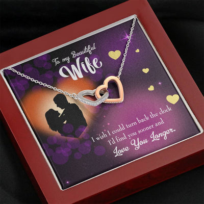 Wife Gift For Wife Birthday Love You Longer Inseparable Love Pendant 18k Rose Gold Finish 16� - Interlocking Hearts Necklace