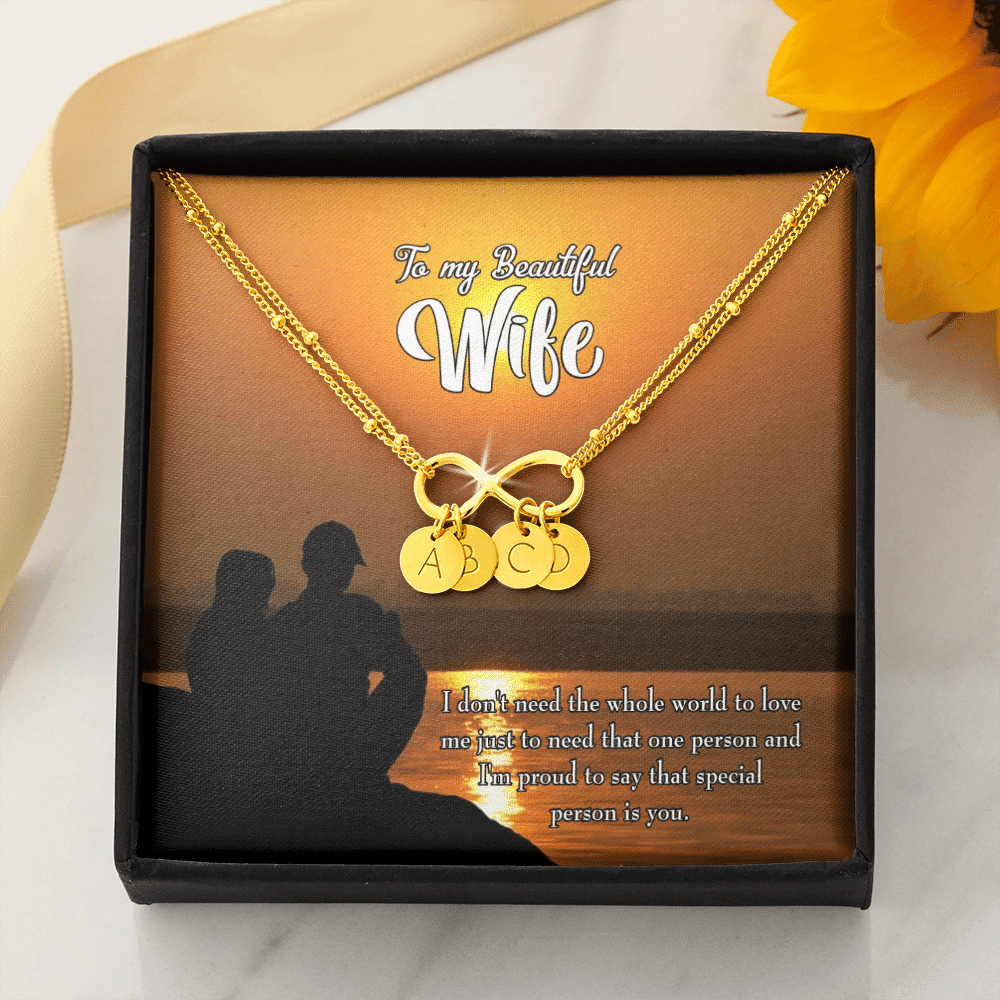 To My Wife Beautiful Wife Infinity Bracelet With Initial Charms - Infinity Bracelet