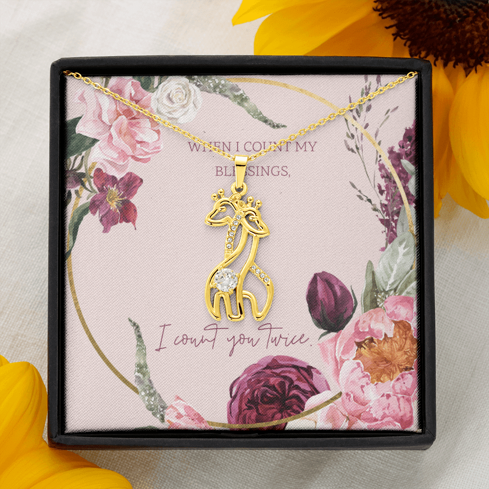 To My Wife I Count You Twice Giraffe Charm Necklace Message Card - Giraffe Necklace