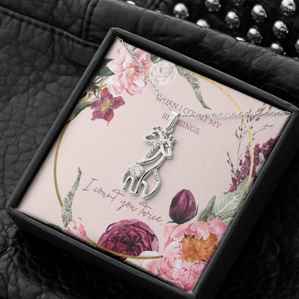 To My Wife I Count You Twice Giraffe Charm Necklace Message Card - Giraffe Necklace