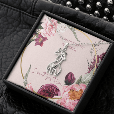 To My Wife I Count You Twice Giraffe Charm Necklace Message Card - Giraffe Necklace