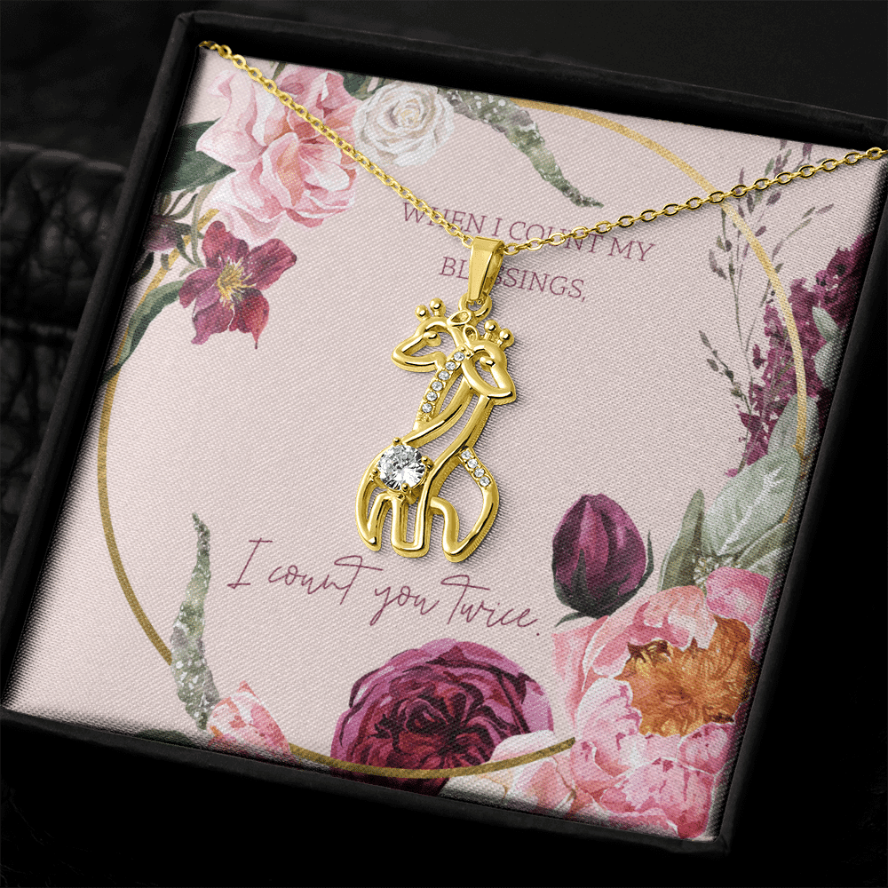 To My Wife I Count You Twice Giraffe Charm Necklace Message Card - Giraffe Necklace