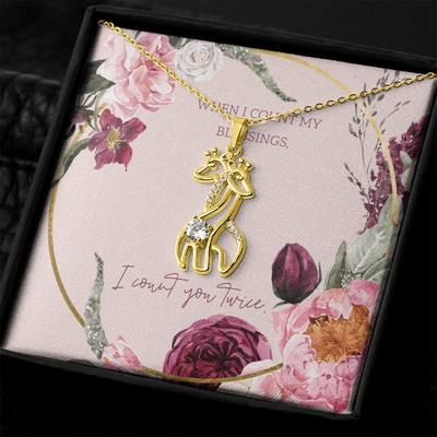 To My Wife I Count You Twice Giraffe Charm Necklace Message Card - Giraffe Necklace