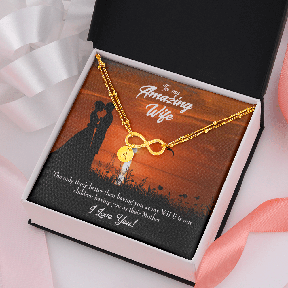 To My Wife My Wife And Mother Infinity Bracelet With Initial Charms - Infinity Bracelet