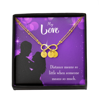 To My Wife Distance Means So Little Infinity Bracelet With Initial Charms - Infinity Bracelet