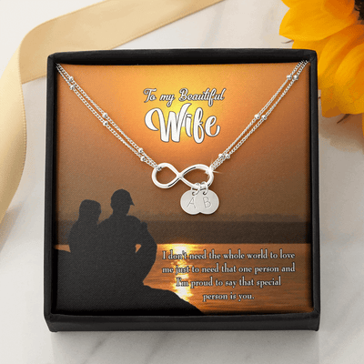 To My Wife Beautiful Wife Infinity Bracelet With Initial Charms - Infinity Bracelet