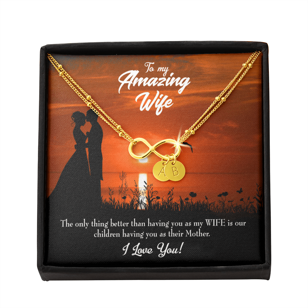 To My Wife My Wife And Mother Infinity Bracelet With Initial Charms - Infinity Bracelet