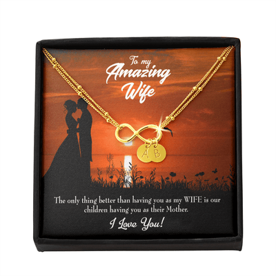 To My Wife My Wife And Mother Infinity Bracelet With Initial Charms - Infinity Bracelet