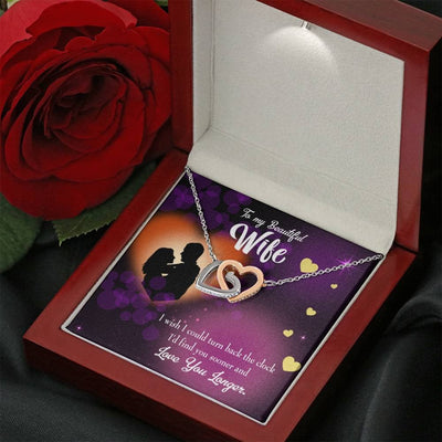 Wife Gift For Wife Birthday Love You Longer Inseparable Love Pendant 18k Rose Gold Finish 16� - Interlocking Hearts Necklace