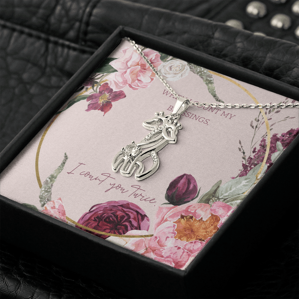 To My Wife I Count You Twice Giraffe Charm Necklace Message Card - Giraffe Necklace