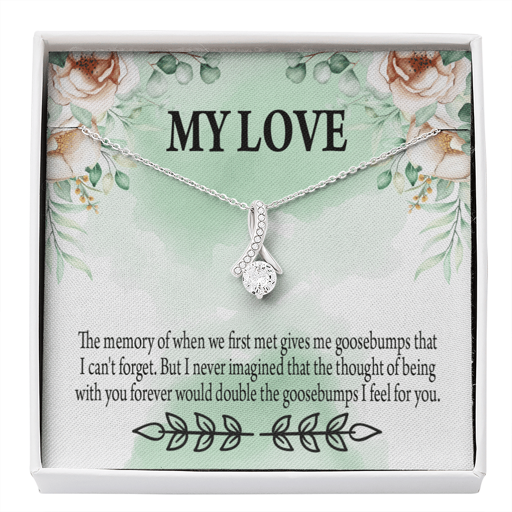 To My Girlfriend Goosebumps Forever Message Card W Mahogany Style Luxury Box Eternity Ribbon Stone Necklace - Alluring Beauty Necklace Gift For Her