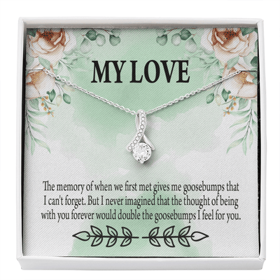 To My Girlfriend Goosebumps Forever Message Card W Mahogany Style Luxury Box Eternity Ribbon Stone Necklace - Alluring Beauty Necklace Gift For Her