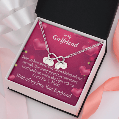 Girlfriend Deep Joy And True Contentment Infinity Bracelet With Initial Charms - Infinity Bracelet