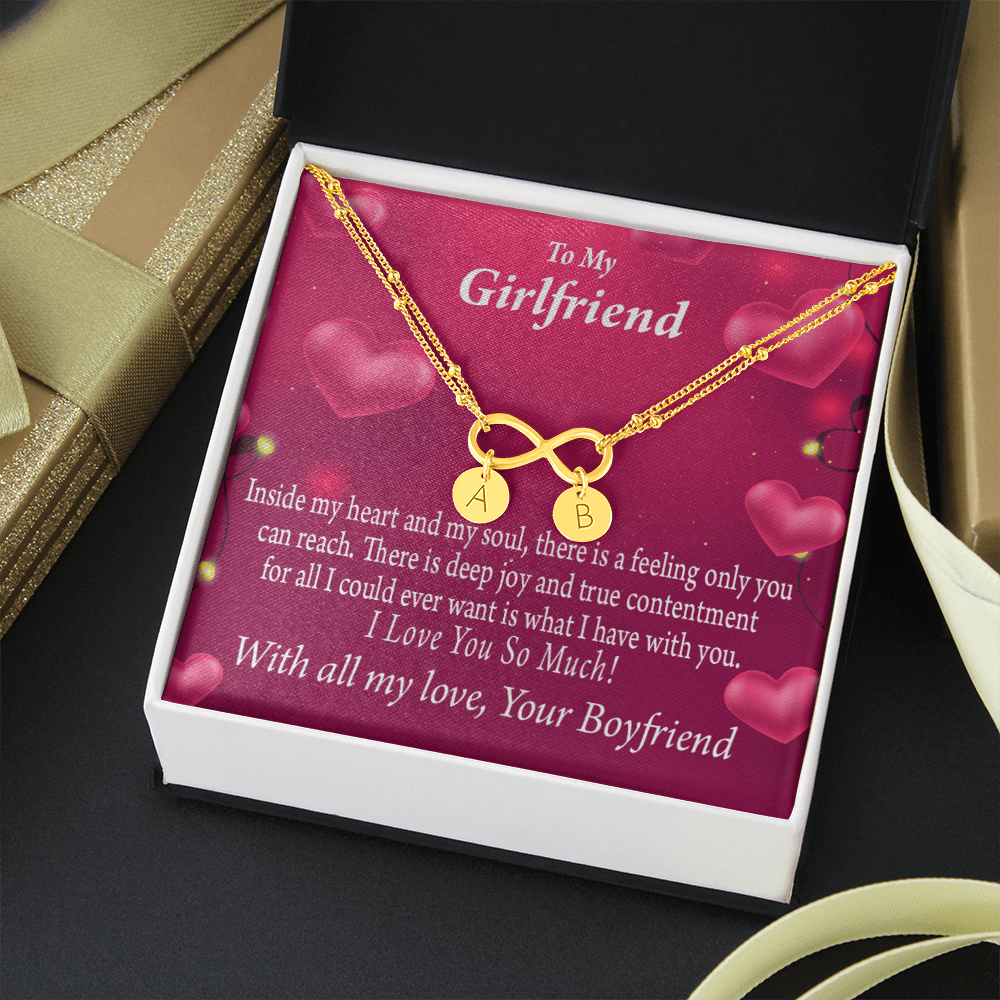Girlfriend Deep Joy And True Contentment Infinity Bracelet With Initial Charms - Infinity Bracelet