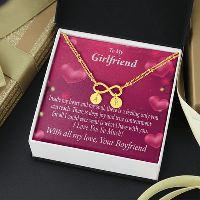 Girlfriend Deep Joy And True Contentment Infinity Bracelet With Initial Charms - Infinity Bracelet