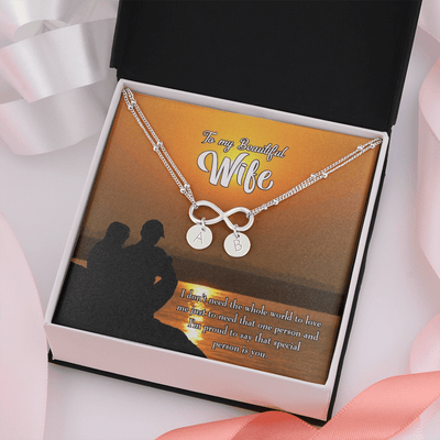 To My Wife Beautiful Wife Infinity Bracelet With Initial Charms - Infinity Bracelet