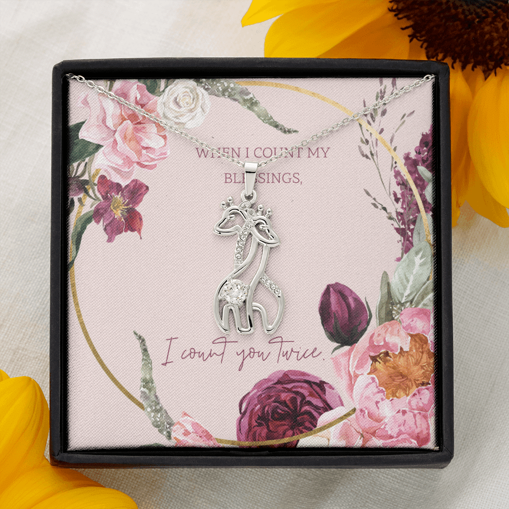 To My Wife I Count You Twice Giraffe Charm Necklace Message Card - Giraffe Necklace