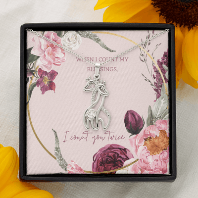 To My Wife I Count You Twice Giraffe Charm Necklace Message Card - Giraffe Necklace