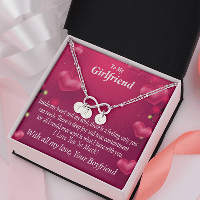 Girlfriend Deep Joy And True Contentment Infinity Bracelet With Initial Charms - Infinity Bracelet