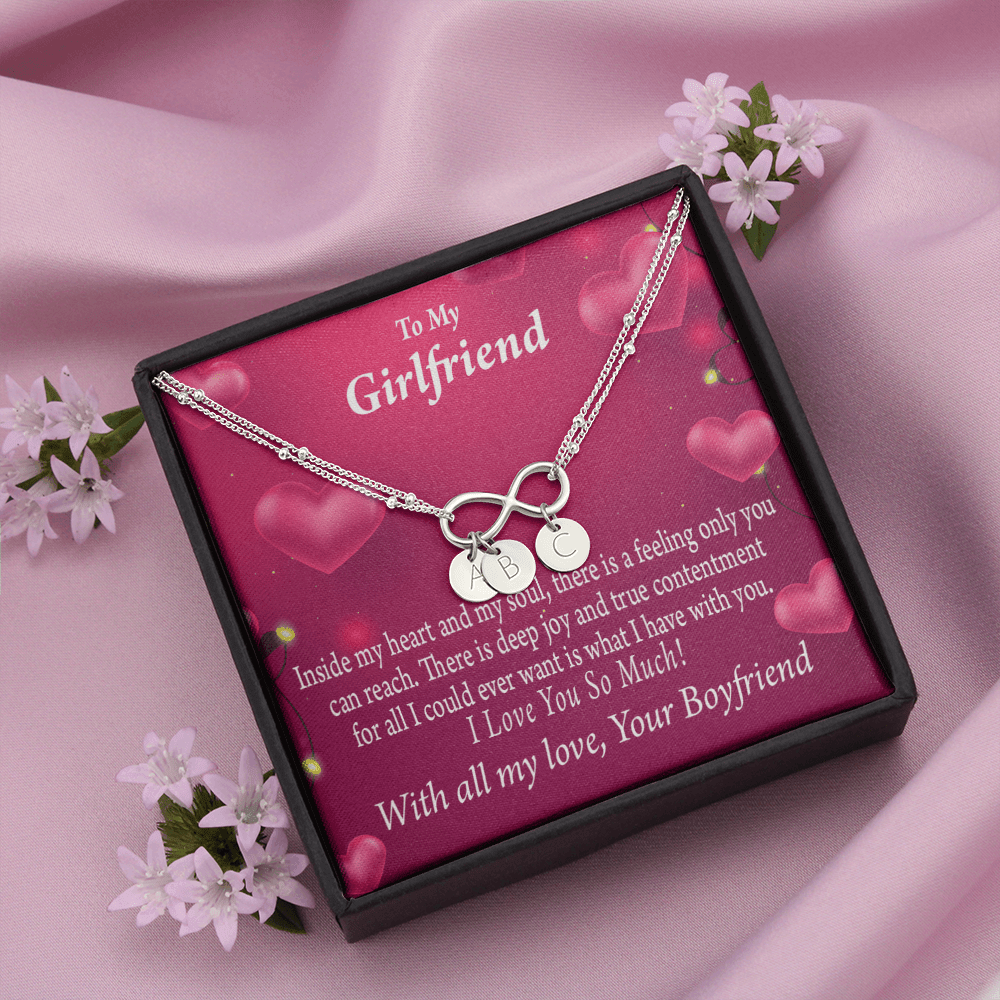 Girlfriend Deep Joy And True Contentment Infinity Bracelet With Initial Charms - Infinity Bracelet