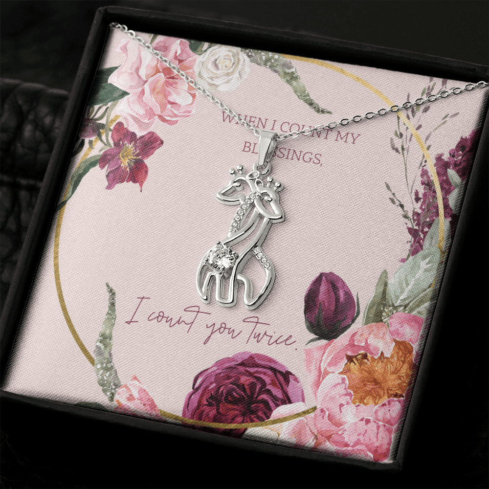 To My Wife I Count You Twice Giraffe Charm Necklace Message Card - Giraffe Necklace