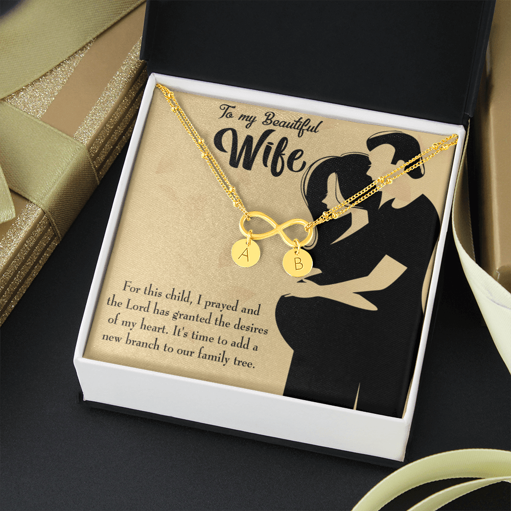 To My Wife New Branch To Family Infinity Bracelet With Initial Charms - Infinity Bracelet