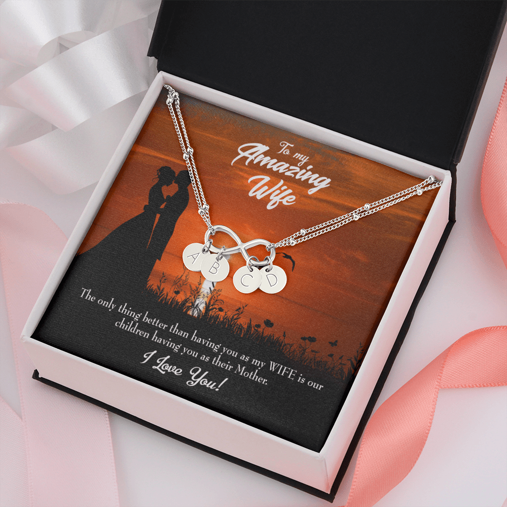 To My Wife My Wife And Mother Infinity Bracelet With Initial Charms - Infinity Bracelet