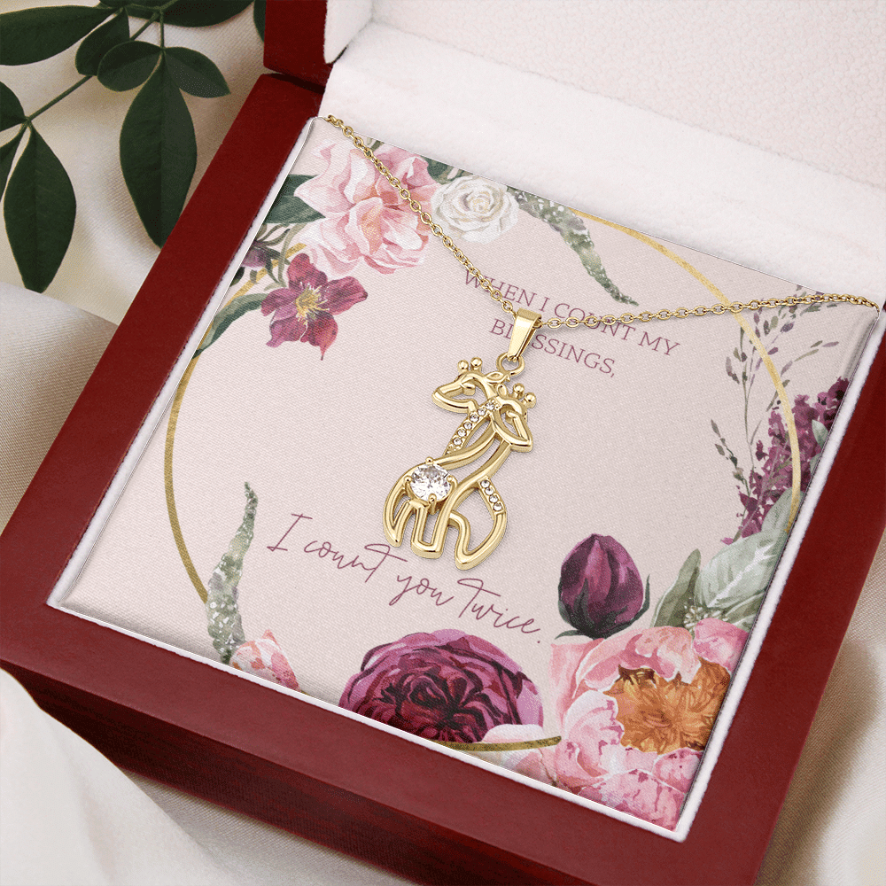 To My Wife I Count You Twice Giraffe Charm Necklace Message Card - Giraffe Necklace