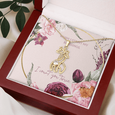 To My Wife I Count You Twice Giraffe Charm Necklace Message Card - Giraffe Necklace