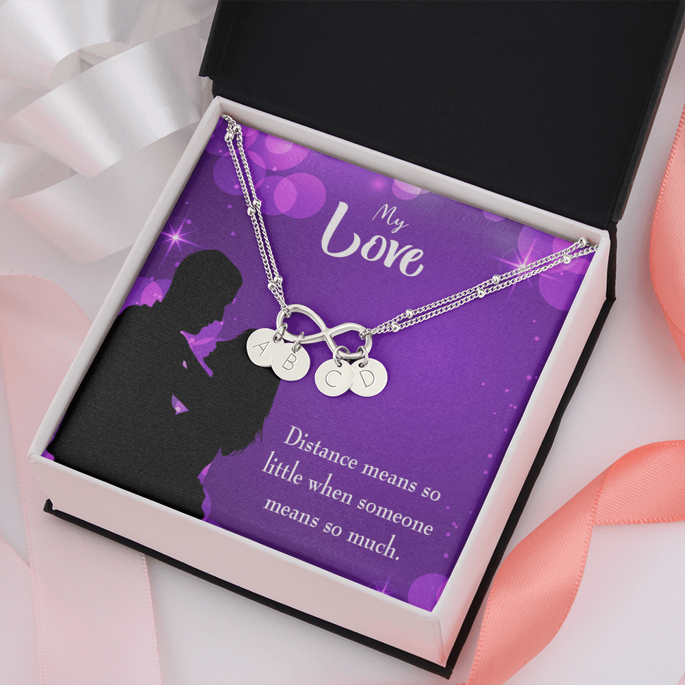 To My Wife Distance Means So Little Infinity Bracelet With Initial Charms - Infinity Bracelet