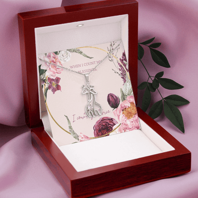 To My Wife I Count You Twice Giraffe Charm Necklace Message Card - Giraffe Necklace